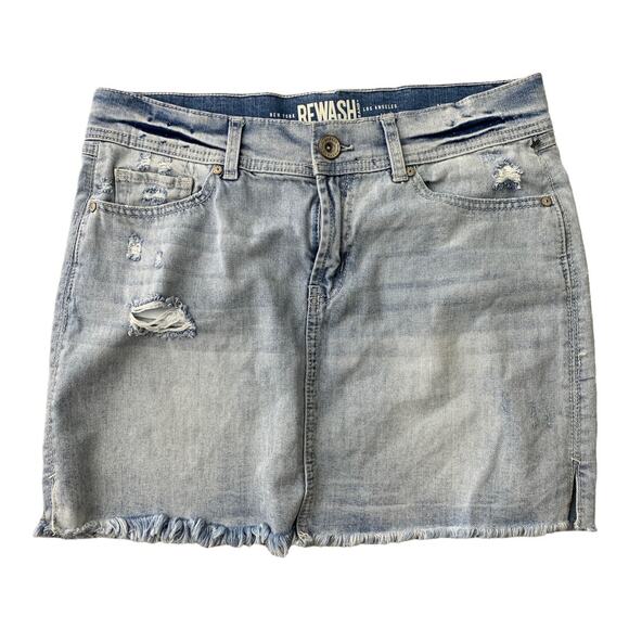 Distressed Denim Mini Skirt Rewash Size 9 Vintage Reunion - Picture 1 of 4